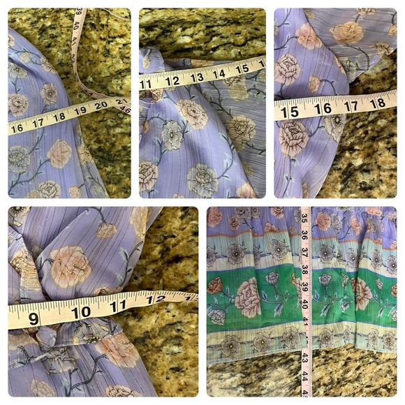 Lauren Conrad XS Flutter Sleeve Wrap Midi Dress Bouquet floral Prep Cottegecore - Picture 6 of 11